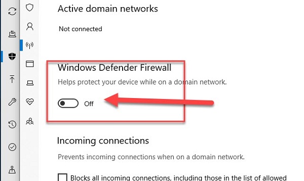 Kéo off tại mục Windows Defender Firewall