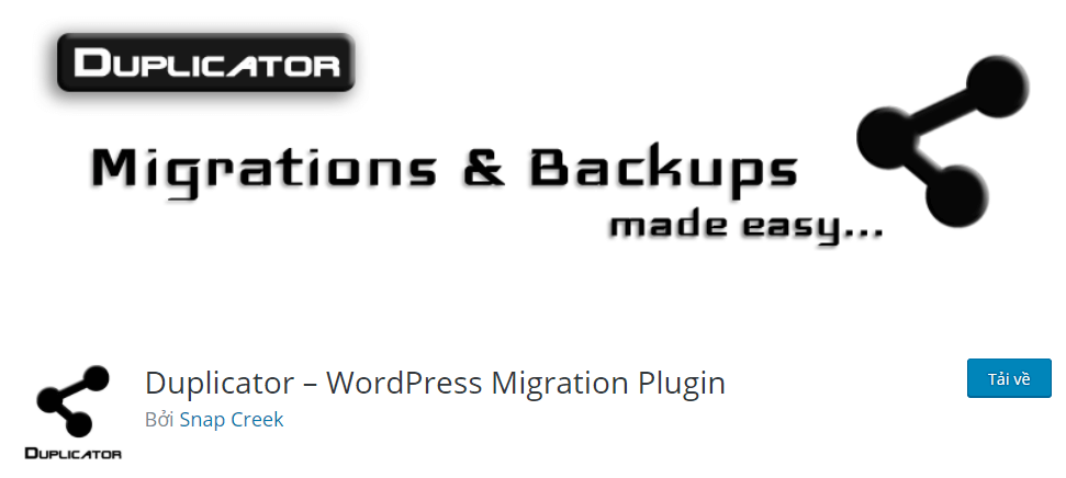 Sử dụng plugin Duplicator là cách backup website wordpress tốt nhất