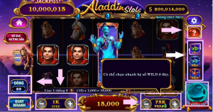 Một vài nút tính năng mà người chơi nhất định phải biết tại game Aladdin Slot