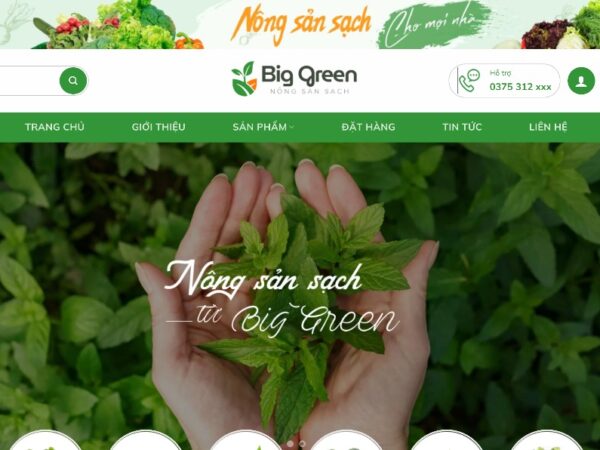 Mẫu giao diện website bán nông sản sạch cuốn hút MTP14