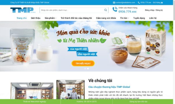 Mẫu giao diện web bán thực phẩm sữa hạt MTP09