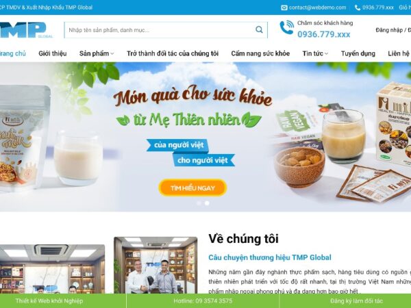 Mẫu giao diện web bán thực phẩm sữa hạt MTP09