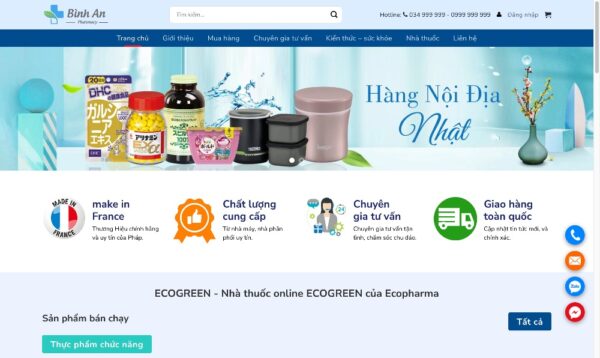 Mẫu giao diện web bán thuốc và thực phẩm chức năng MTP017