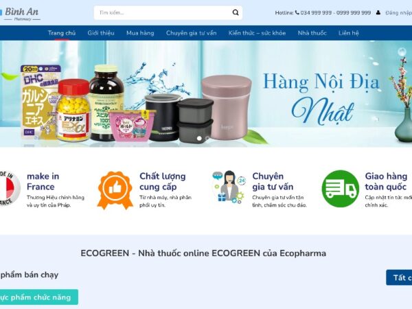 Mẫu giao diện web bán thuốc và thực phẩm chức năng MTP017