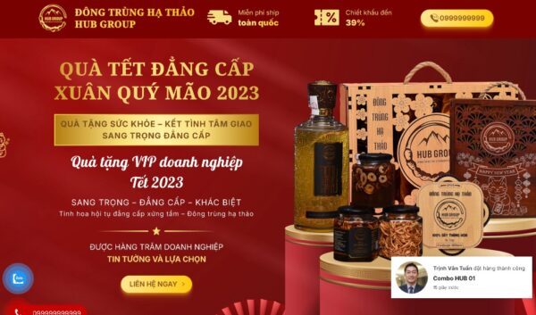 Mẫu giao diện website bán đông trùng hạ thảo đẹp MTP25