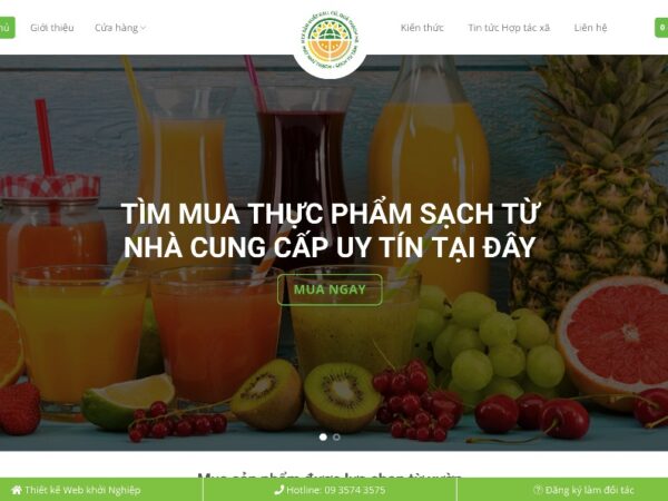 Giao diện bán thực phẩm sạch từ nhà cung cấp uy tín MTP12