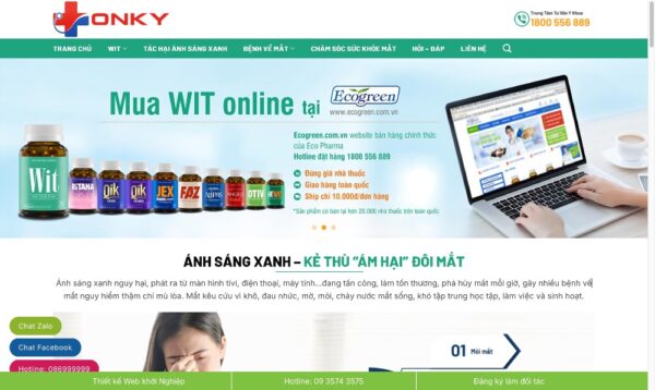 Giao diện mẫu website bán thực phẩm chức năng mắt MTP09