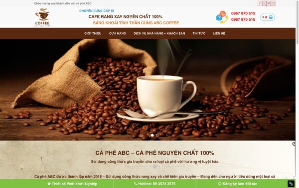 Giao diện web thực phẩm bán cà phê MTP03