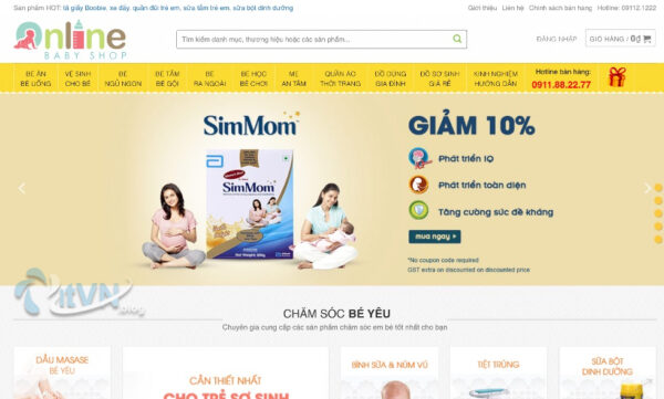 Giao diện cửa hàng mẹ và bé online baby shop MMB05