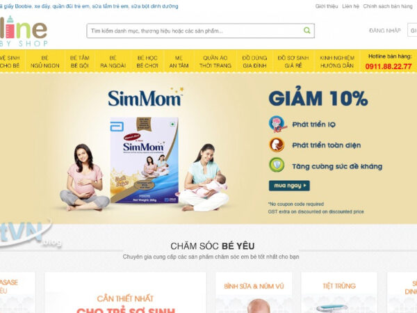 Giao diện cửa hàng mẹ và bé online baby shop MMB05