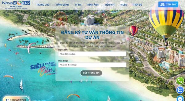 Giao diện web bán dự án tại NovaWorld Phan Thiết MBDS12