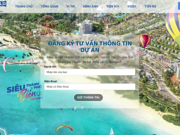 Giao diện web bán dự án tại NovaWorld Phan Thiết MBDS12