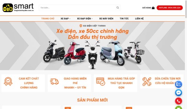 Giao diện website bán xe điện nhanh chóng và hiệu quả MXH06