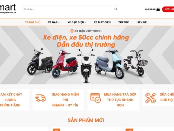 Giao diện website bán xe điện nhanh chóng và hiệu quả MXH06