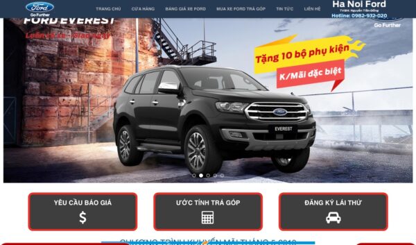 Giao diện website bán xe hơi hỗ trợ quảng bá và tiếp thị số MXH24