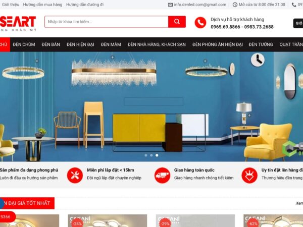 Giao diện website đèn nội thất với phong cách sang trọng MNT47