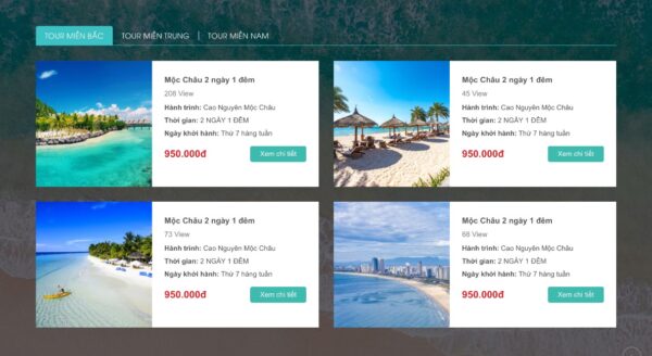 Giao diện website du lịch cao cấp, dễ dàng quản lý đặt tour MDL04