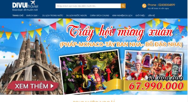 Giao diện website du lịch chuyên nghiệp cho đại lý lữ hành MDL19