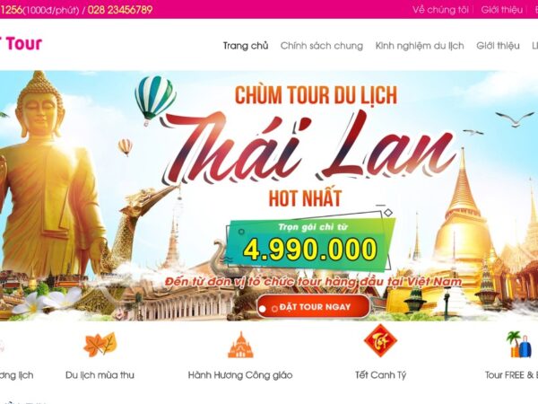 Giao diện website du lịch tối ưu cho đặt phòng và tour trực tuyến Thái Lan MDL13