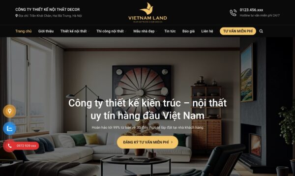 Giao diện website nội thất chuyên nghiệp, phù hợp mọi phong cách MNT08