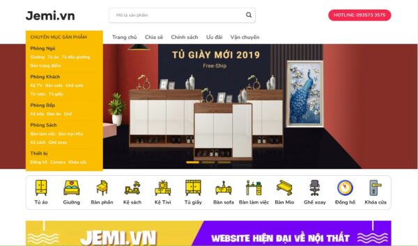 Giao diện website nội thất với thiết kế thanh lịch và tinh tế MNT43