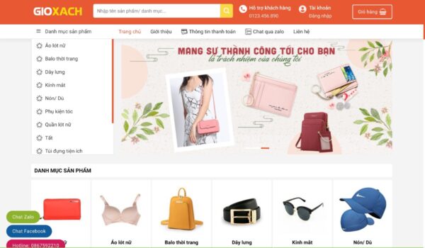 Giao diện website túi thời trang đẹp, chuẩn SEO và dễ sử dụng MTT25