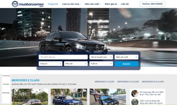 Giao diện website xe hơi với tính năng lọc xe theo nhu cầu MXH14