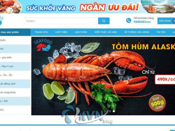 Mẫu giao diện web bán hải sản xanh tươi MTP29