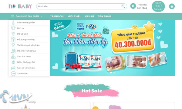 Mẫu giao diện web đồ baby MMB03