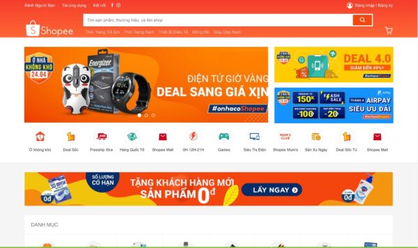 Mẫu giao diện website bán đồ thời trang giống với Shopee MTT34