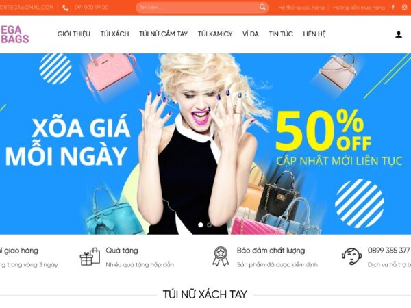 Mẫu giao diện website bán túi xách thời trang với tích hợp hiện đại MTT30