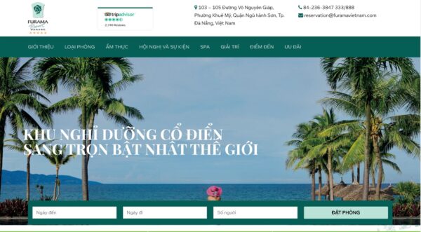 Mẫu giao diện website du lịch đẹp mắt cho các dự án resort & khách sạn MDL07