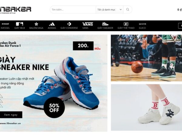 Mẫu giao diện website giày sneaker hỗ trợ tối ưu cho SEO MTT16