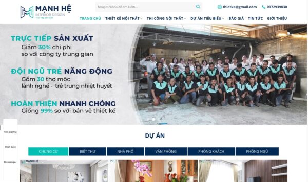 Mẫu giao diện website thiết kế nội thất đơn giản và hiệu quả MNT31