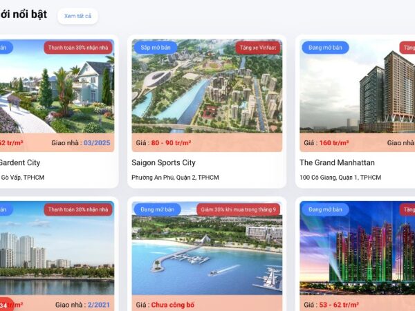 Mẫu web chuyên bán các dự án bất động sản Sài Gòn MBDS19