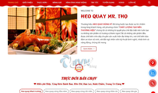 Mẫu website bán thực phẩm heo quay MTP32