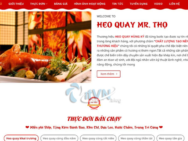 Mẫu website bán thực phẩm heo quay MTP32