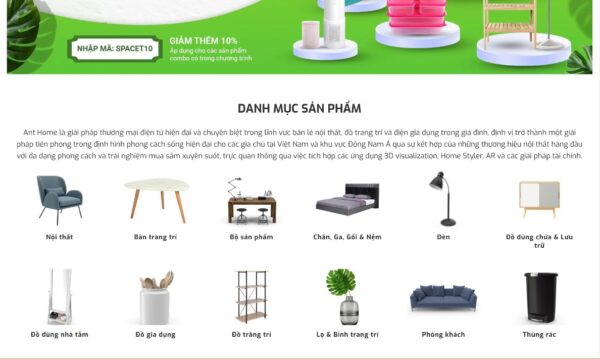 Mẫu website nội thất thân thiện với người dùng và dễ dàng quản lý MNT18