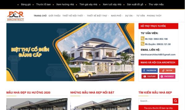 Mẫu website thiết kế nội thất và giao diện tinh tế, cuốn hút MNT01