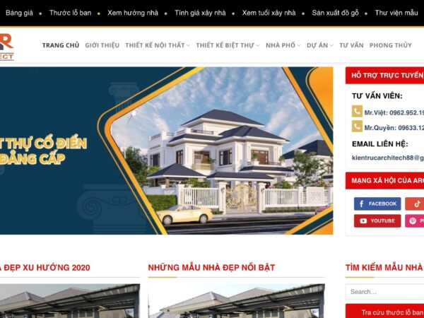 Mẫu website thiết kế nội thất và giao diện tinh tế, cuốn hút MNT01