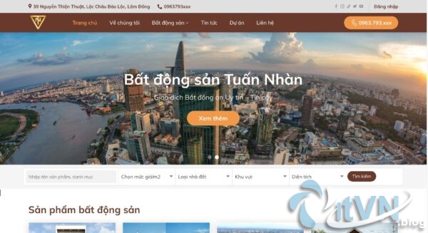 Mẫu giao diện web mua bán bất động sản MBDS08