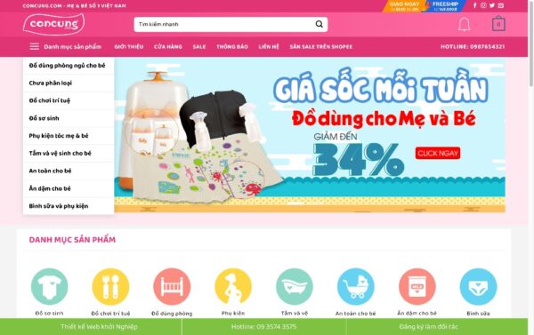 Web bán đồ cho bé sơ sinh giống concung MMB02