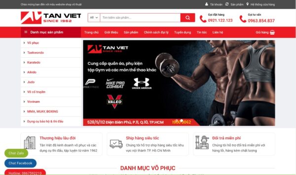 Website bán thời trang võ thuật với nhiều tính năng sáng tạo MTT39