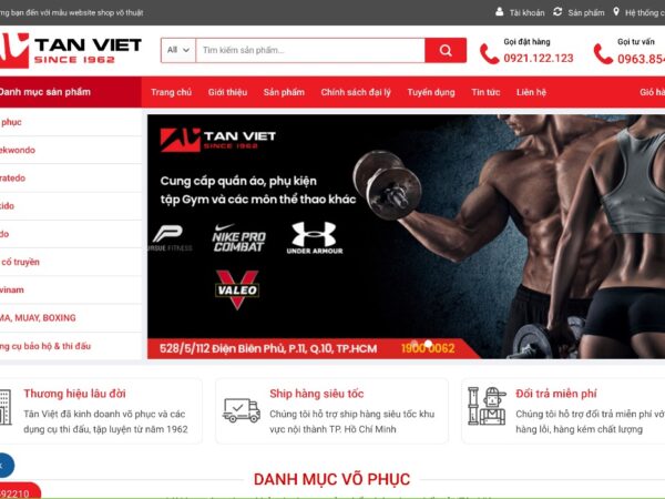 Website bán thời trang võ thuật với nhiều tính năng sáng tạo MTT39