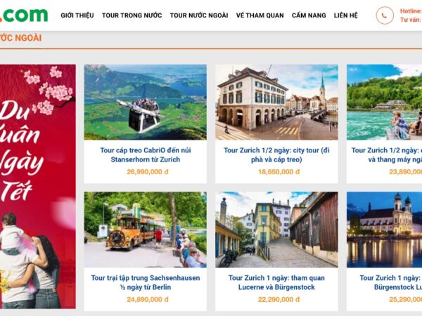 Website du lịch đặt tour tối ưu seo, tăng hiệu quả kinh doanh MDL12