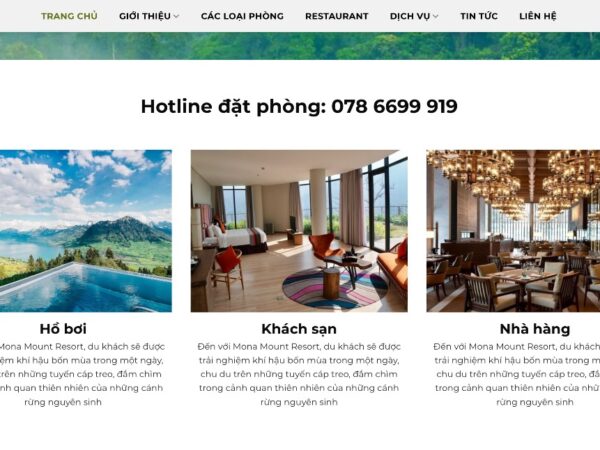 Website du lịch tùy biến theo yêu cầu giới thiệu về doanh nghiệp MDL10