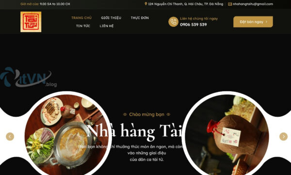 Website nhà hàng ẩm thực MNH01