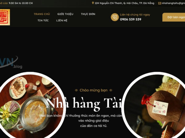 Website nhà hàng ẩm thực MNH01