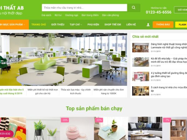 Website nội thất tích hợp hệ thống quản lý sản phẩm chuyên nghiệp MNT46